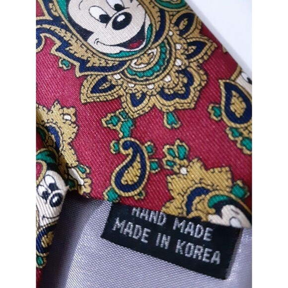 Disney Balancine The Tie Works Mickey Mouse Green/Maroon Paisley Silk Neck Tie - Picture 3 of 6